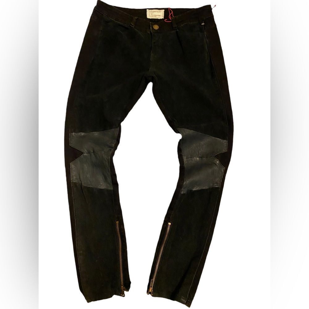 Current/Elliot | Moto black suede jeans, leather knee patches size 29 NWT $650 - Picture 5 of 11